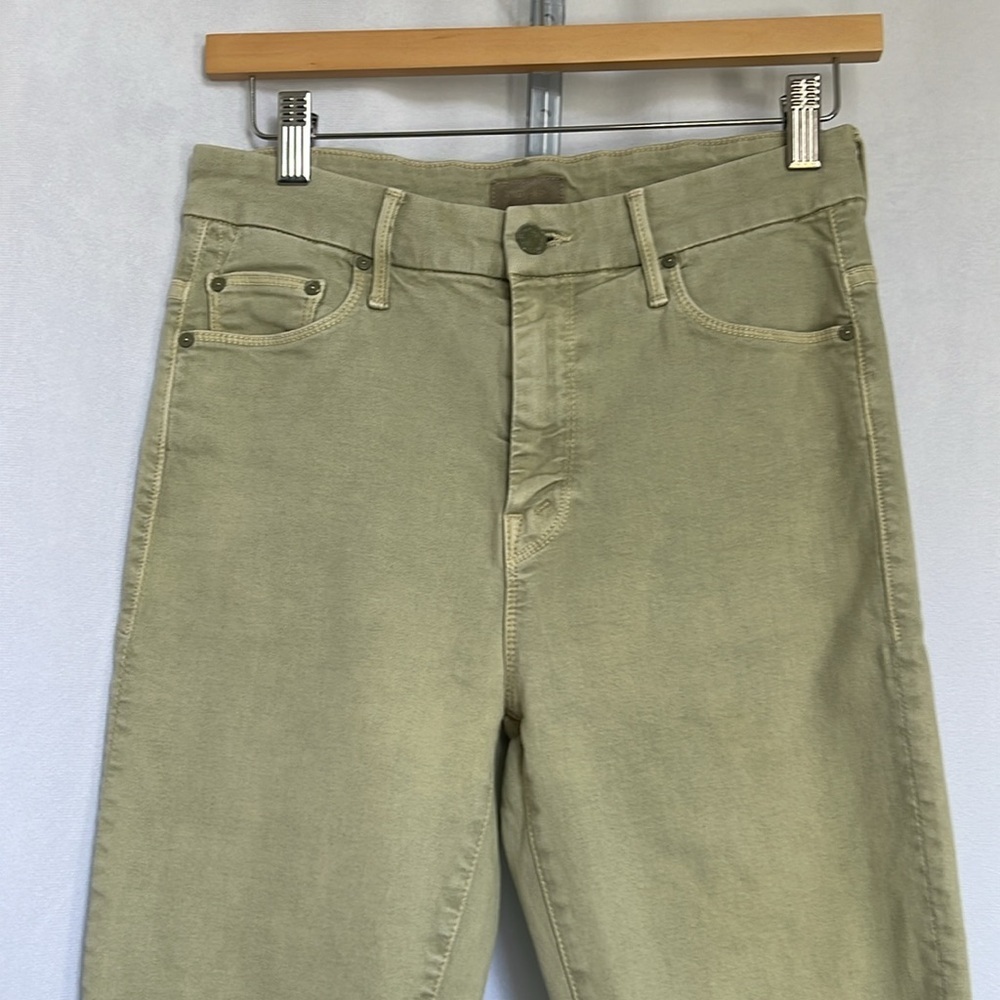 Mother High Waisted Hi Rise Looker Ankle Fray Denim Jeans Size 28 in Army Green - Picture 3 of 15